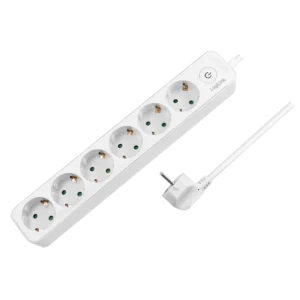 PRELUNGITOR LOGILINK, Schuko x 6, cablu 3G 1.5mm2, 230 V/16 A, 50 Hz, max. 3500 W, buton intrerupator iluminat, IP20, 1.5m, alb, "LPS247" (timbru verde 0.8 lei)