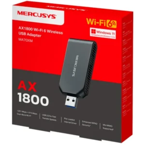 ADAPTOR RETEA MERCUSYS, AX1800 extern wireless Dual-Band, USB 3.0, 1800 Mbps, antena interna x 2, "MA70XM" (timbru verde 0.18 lei)