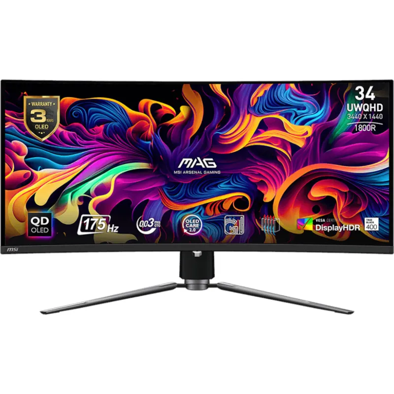 MONITOARE MSI - gaming MS-3DD0,MSI,ID1/Black-Black,34,Anti-Reflection,Non-touch,QD- OLED,UWQHD,LED,Curve 1800R,175Hz,0.03ms,21:9,EU,36M,341CQP QD-OLED "MAG 341CQP QD-OLED" (timbru verde 7 lei)