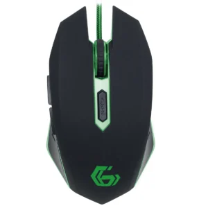 MOUSE GEMBIRD, gaming, cu fir, USB, optic, 2400 dpi, butoane/scroll 6/1, iluminare, negru / verde, "MUSG-001-G" (timbru verde 0.18 lei)
