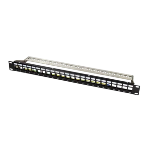 PATCH PANEL LOGILINK 24 porturi, Keystone, ecranate, 1U pentru rack 19", management cabluri spate, M6 kit montare, black,  "NK4058"