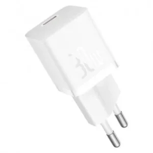 INCARCATOR retea Baseus GaN5 Pro, Quick Charge 30W, 1 x USB Type-C, include cablu USB Type-C la USB Type-C 100W 1m, alb "P10110902213-00" (timbru verde 0.18 lei) - 6932172654443