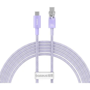 CABLU alimentare si date Baseus,Explorer Smart Temperature Control,Fast Charging pt smartphone,USB Type-C(T) la USB Type-C(T),100W,braided,2m,violet "P10319703511-01" (include TV 0.18lei) - 6932172642853