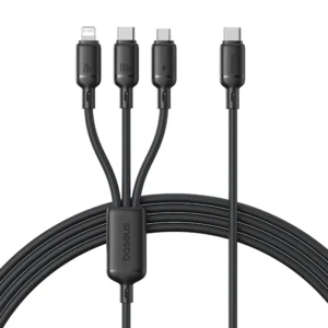 CABLU alimentare si date Baseus One-for-three, Fast Charging Data Cable pt. smartphone, USB Type-C la 1 x USB Type-C, 1 x micro USB, 1 x Iphone Lightning, 100W, 1.5m, negru "P10377706123-00" (timbru verde 0.08 lei) - 6932172685119