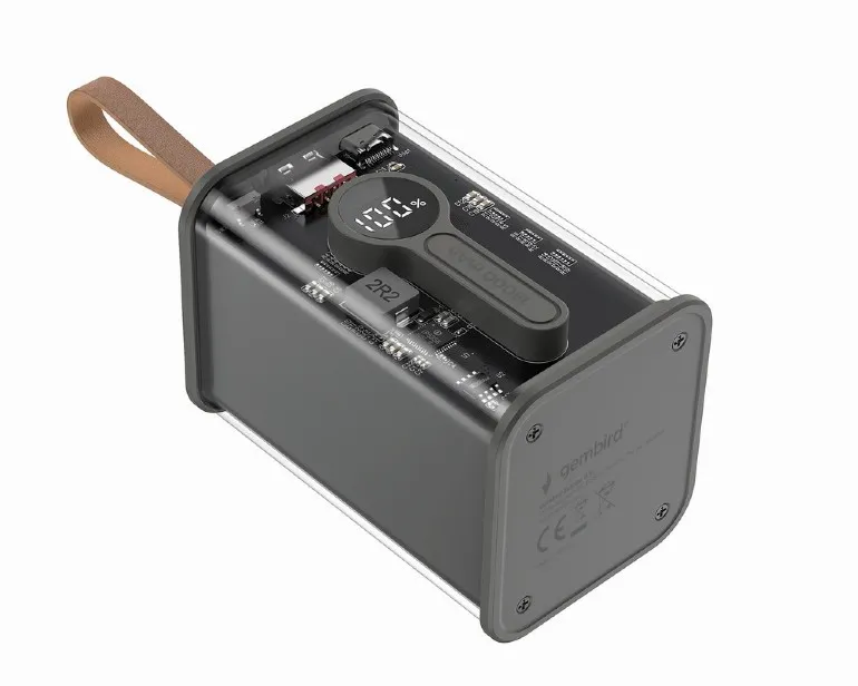 POWER BANK GEMBIRD 18000mAh, 20W , 1 x USB; 1 x USB Type-C, digital display pt. status baterie, max. 3A, transparent, negru, "PB18-TQC3-01" (timbru verde 0.18 lei) - imagine 2