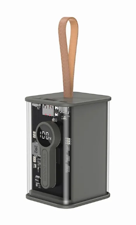 POWER BANK GEMBIRD 18000mAh, 20W , 1 x USB; 1 x USB Type-C, digital display pt. status baterie, max. 3A, transparent, negru, "PB18-TQC3-01" (timbru verde 0.18 lei) - imagine 3