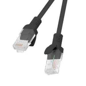 Patch cord Lanberg Cat.6 UTP 0,5 m negru "PCU6-10CC-0050-BK" (timbru verde 0.08 lei)