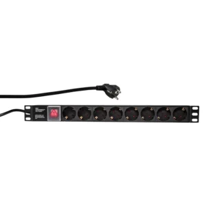 PDU LOGILINK 1U pt. rack 19 inch, 8 prize Schuko, intrare Schuko, max 16 A, on/off, 2 m, "PDU8C01" (timbru verde 0.8 lei)