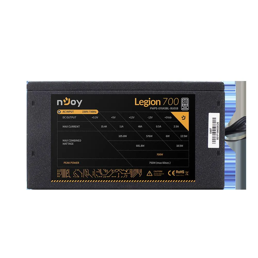SURSA NJOY , 700 W, ATX 12V V2.3, fan 140 mm x 1, 80 Plus Silver, "PWPS-070ASBL-BU01B" (timbru verde 2 lei) - imagine 3