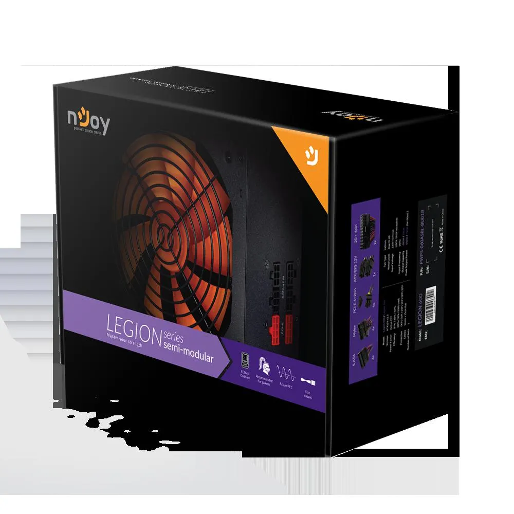 SURSA NJOY , 700 W, ATX 12V V2.3, fan 140 mm x 1, 80 Plus Silver, "PWPS-070ASBL-BU01B" (timbru verde 2 lei) - imagine 2