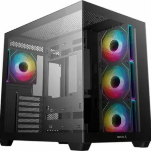 CARCASA DeepCool "CG530 4F", middle tower, gaming, fara sursa, suporta 14xfan, 4xfan inclus, USB Type-C x 1, USB 3.2 gen1 x 2, audio+mic, 7 sloturi expansiune, negru, "R-CG530-BKADA4-G-1" (timbru verde 0.32lei)