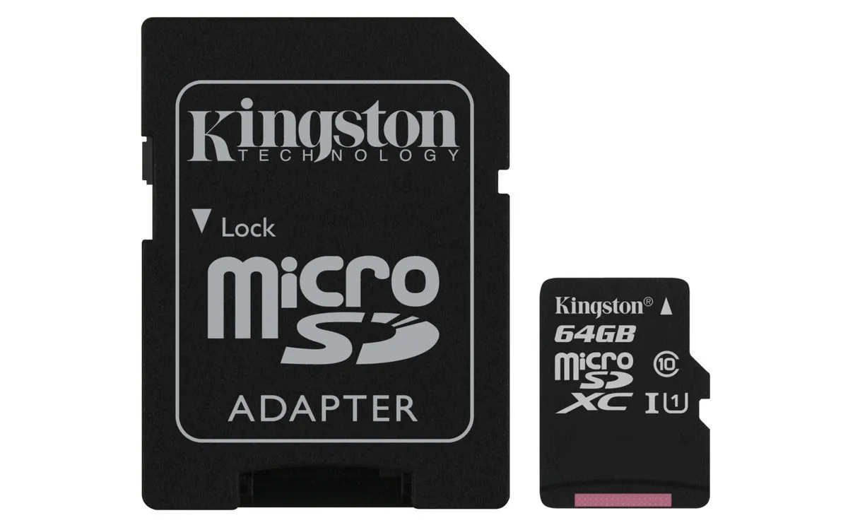 CARD MicroSD KINGSTON, 64 GB, MicroSDXC, clasa 10, standard UHS-I U1, "SDCS/64GB" (timbru verde 0.03 lei)