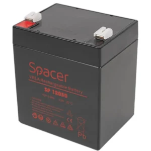 ACUMULATOR UPS SPACER 12V /  5Ah, dimensiuni: 90x70x101mm, inaltime+terminal: 107mm, terminal F2(T2), "SP-BAT-12V5AH" (timbru verde 0.5 lei)