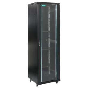 CABINET 19" SPACER  22U 600x600mm, de podea, Flatpack (dezasamblat),  Black, usa sticla cu blocare, panouri laterale detasabile, otel 2mm, sarcina maxima 1000Kg, "SPCN-22U-600-BK-03"