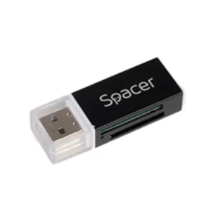 CARD READER extern SPACER, interfata USB 2.0, citeste/scrie: SD, microSD, MS, M2; aluminiu, black, "SPCR-658" (timbru verde 0.03 lei)