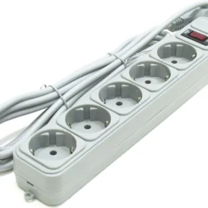 PRELUNGITOR GEMBIRD, Schuko x 5, conectare prin Schuko (T), cablu 1.8 m, 16 A, protectie supratensiune, protectie copii, gri, "SPG3-B-6C" (timbru verde 0.18 lei)