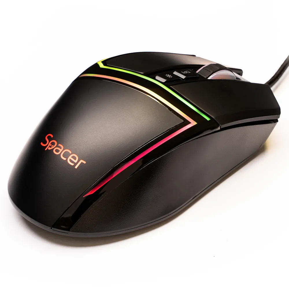 MOUSE Spacer - gaming, gaming, cu fir, USB, optic, 12.000 dpi, butoane/scroll 7/1, iluminare RGB, negru, "SPGM-ALIEN-PRO" (timbru verde 0.18 lei) - imagine 3
