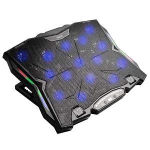 STAND SPACER notebook 17" Gaming, sita metal, 15x6cm LED fans,6 trepte turatie Max 2200RPM, 8 trepte inaltime,RGB 10 moduri, suport telefon,Airflow 180cfm, 1xUSB, 1xTYPE-C, black, Nivel zgomot 28dBA,  "SPNS-Gaming-15F" (timbru verde 0.8 lei)