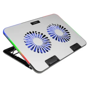 STAND SPACER notebook 17" Gaming, placa metal, 2x125mm LED fans,turatie:1200-1400rpm, 5 trepte Inaltime, RGB 7 jocuri, Suport Telefon, Airflow 86cfm, 2xUSB, Silver, Nivel zgomot 30dBA, "SPNS-Gaming-2F-02" (timbru verde 0.8 lei)