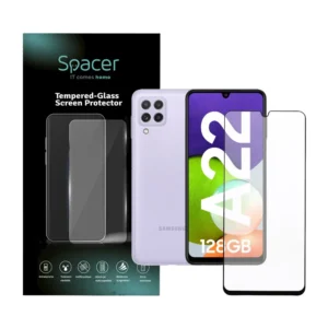 FOLIE STICLA  Spacer pentru Samsung Galaxy A22 4G, grosime 0.3mm, acoperire totala ecran, strat special anti-ulei si anti-amprenta, Tempered Glass, sticla 9D, duritate 9H "SPPG-SM-GX-A224G-TG"