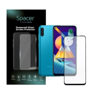 FOLIE STICLA  Spacer pentru Samsung Galaxy M11, grosime 0.3mm, acoperire totala ecran, strat special anti-ulei si anti-amprenta, Tempered Glass, sticla 9D, duritate 9H "SPPG-SM-GX-M11-TG"