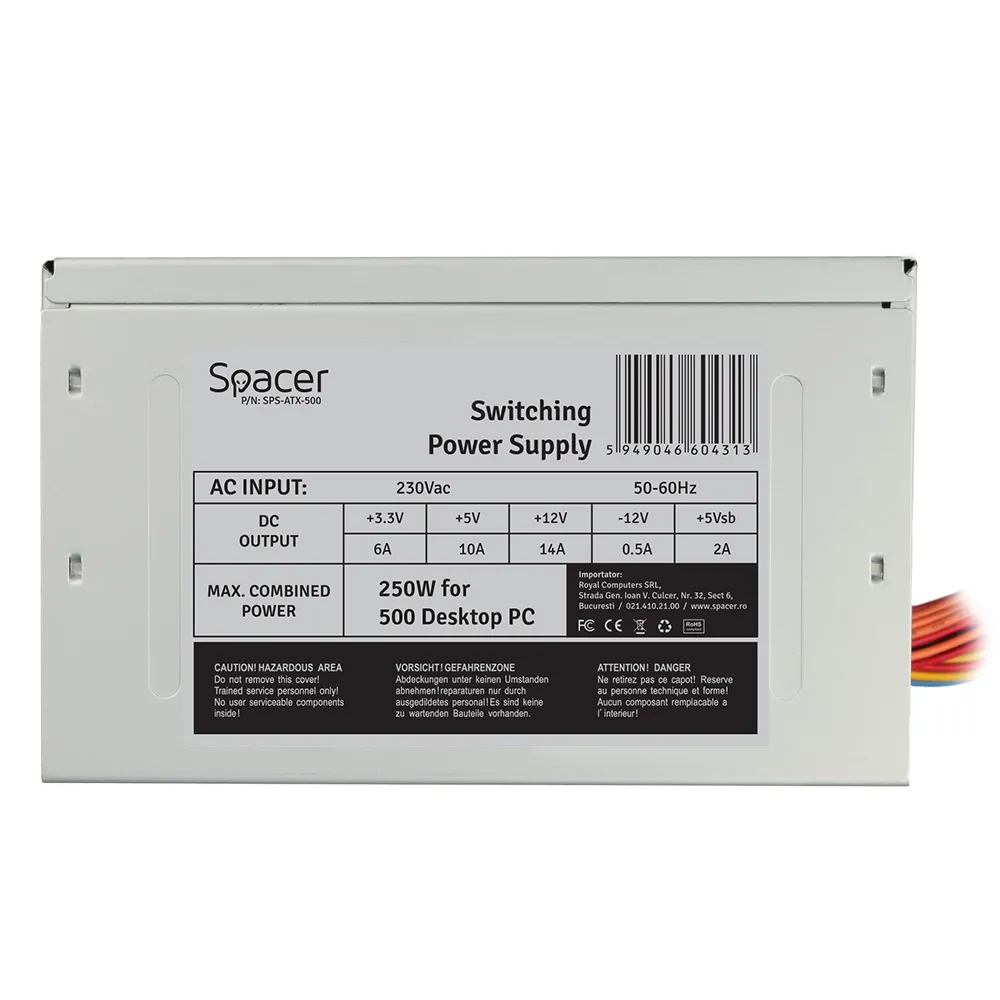 SURSA SPACER 500, 250W for 500 Desktop PC, "SPS-ATX-500", (timbru verde 0.8 lei) - imagine 3