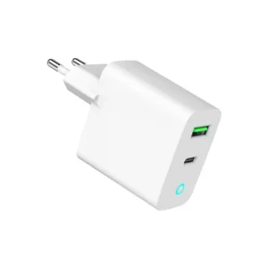 ALIMENTATOR retea 220V GEMBIRD, universal, 1 x USB Type-C D 20W, 1 x USB-A 3.0  QC 18W, indicator LED, alb, "TA-UC-PDQC20L-W-01" (timbru verde 0.18 lei)