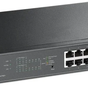 SWITCH PoE TP-LINK  SMART 16 porturi Gigabit (8 PoE+), IEEE 802.3af/at, carcasa metalica, rackabil "TL-SG1016PE" (timbru verde 2 lei)