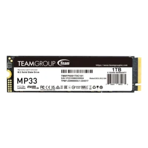 SSD TEAMGROUP MP33, 1TB, PCIe Gen3x4 M.2 2280, 3D TLC NAND NVMe, R/W: 1800/1500 MB/s, "TM8FP6001T0C101" (timbru verde 0.18 lei)