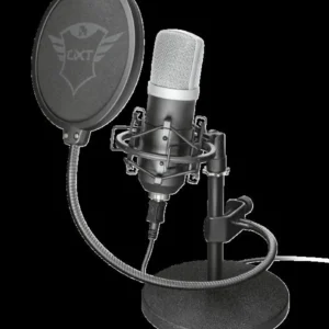 MICROFON TRUST, suport tip "picior", conector USB, negru, "TR-21753" (timbru verde 0.03 lei)