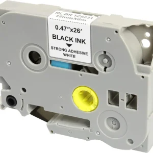 Banda Laminata WB Black on White, TZS231-WB,  12mm compatibil cu Brother P-touch PT-E110VP|D400|D450|D600|E300|E550|H110|H500|P700|P750|PT-D210, 8m, incl.TV 0 RON, "TZS231-WB"