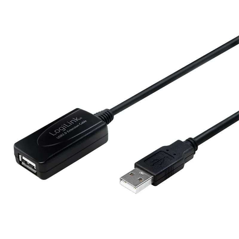 CABLU USB LOGILINK prelungitor, USB 2.0 (T) la USB 2.0 (M), 10m, activ (permite folosirea unui cablu USB lung), negru, "UA0143" (timbru verde 0.08 lei)