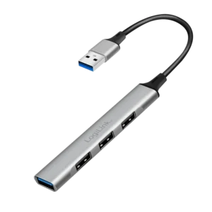 HUB extern LOGILINK, porturi USB: USB-A 3.0 x 1 + USB-A 2.0 x 3, conectare prin USB-A, aluminiu, prot. supracurent, supratensiune, gri, "UA0391" (timbru verde 0.18 lei)
