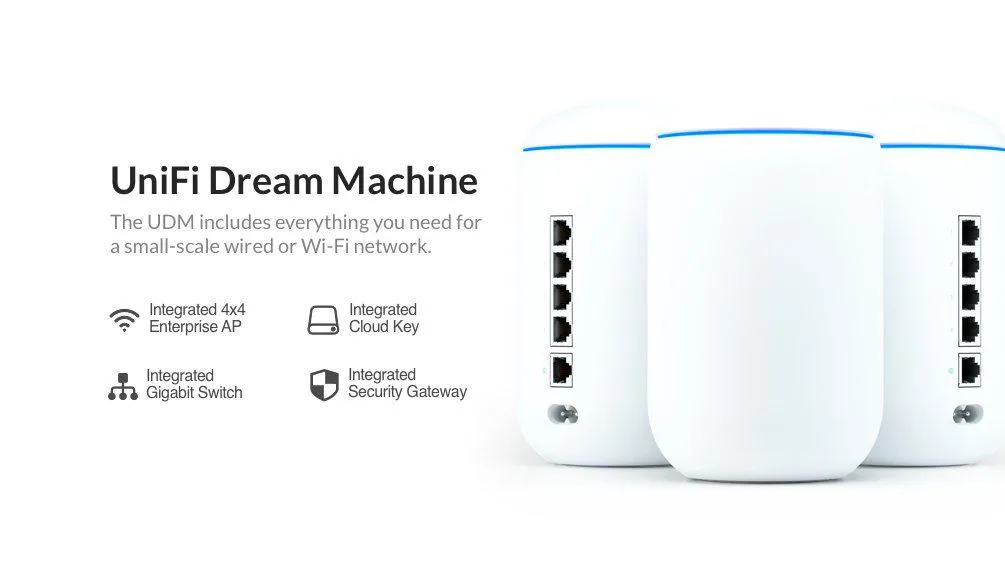 ROUTER Ubiquiti Dream Machine, wired, port LAN 10/100/1000 x 8, port WAN 10/100/1000 x 1, "UDM" (timbru verde 0.8 lei)