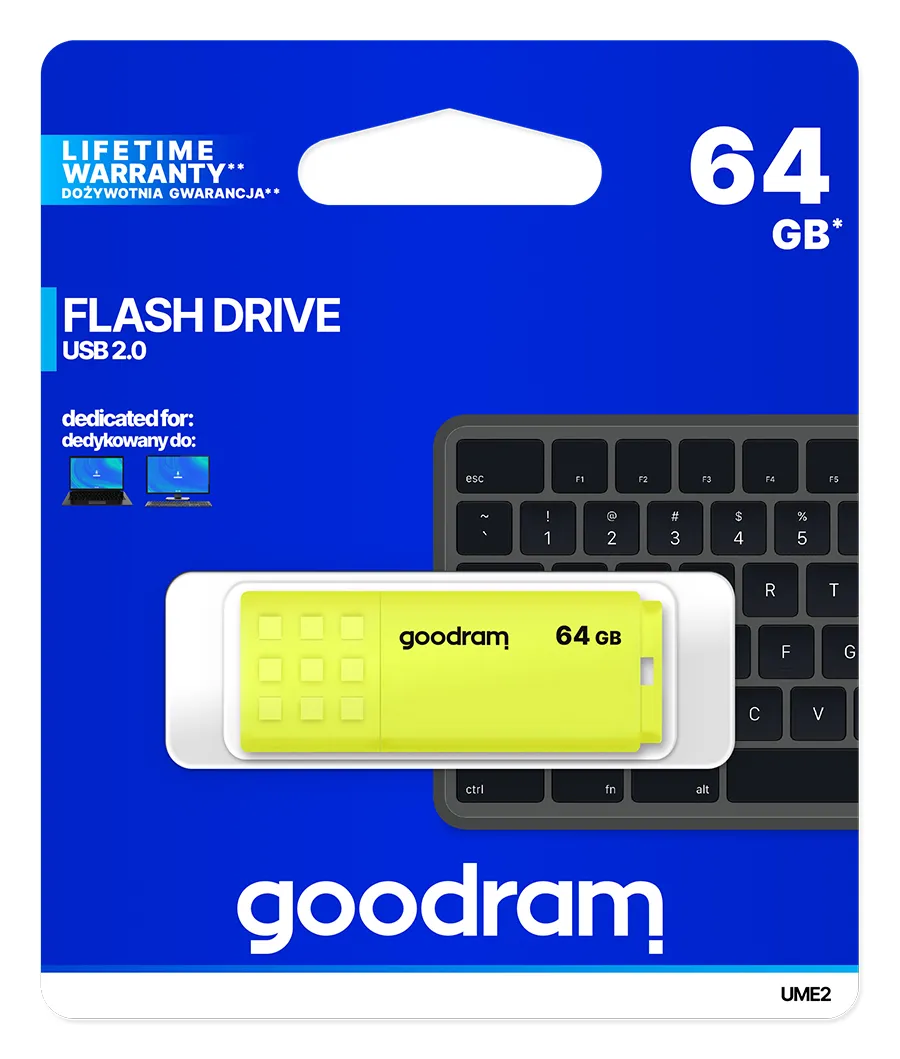 Memorie USB GOODRAM USB flash disk UME2 64GB USB 2.0 galben, Citire 20 MB/s, Sciere 5 MB/s "UME2-0640Y0R11" (timbru verde 0.8 lei) - imagine 5