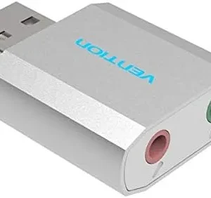 PLACA de SUNET Vention, extern, 2.1, interfata USB 2.0 (T) la 2x 3.5mm Jack (M), argintiu, "VAB-S13" (timbru verde 0.08 lei)