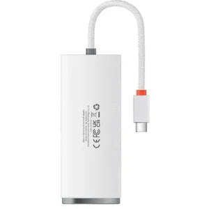 HUB extern Baseus Lite, porturi USB: USB 3.0 x 4, conectare prin USB Type-C, lungime 2m, alb, "WKQX030502" (timbru verde 0.8 lei) - 6932172606299