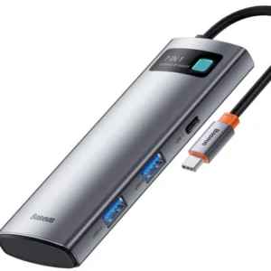 DOCKING Station Baseus Metal Gleam,conectare PC USB-C,USB 3.0x2,USB-Cx1,SDx1, MicroSDx1, USB-Cx1 PD 100W 5V/9V/14.5V/20V 5A(Max.),HDMIx1/4K/30Hz,gri "WKWG020113" (timbru verde 0.18 lei)-6932172602635