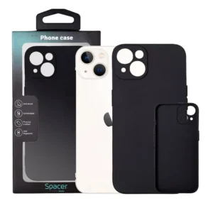 Husa Iphone 13 Spacer, grosime 2mm, material flexibil silicon + interior cu microfibra, negru "SPPC-AP-IP13-SLK"