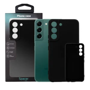 Husa Samsung Galaxy S22 Spacer, negru, grosime 2mm, material flexibil silicon + interior cu microfibra "SPPC-SM-GX-S22-SLK"