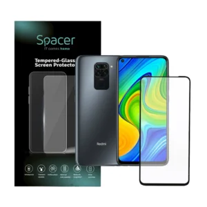 FOLIE STICLA  Spacer pentru Xiaomi Redmi Note 9, grosime 0.3mm, acoperire totala ecran, strat special anti-ulei si anti-amprenta, Tempered Glass, sticla 9D, duritate 9H "SPPG-XI-RM-N9-TG"